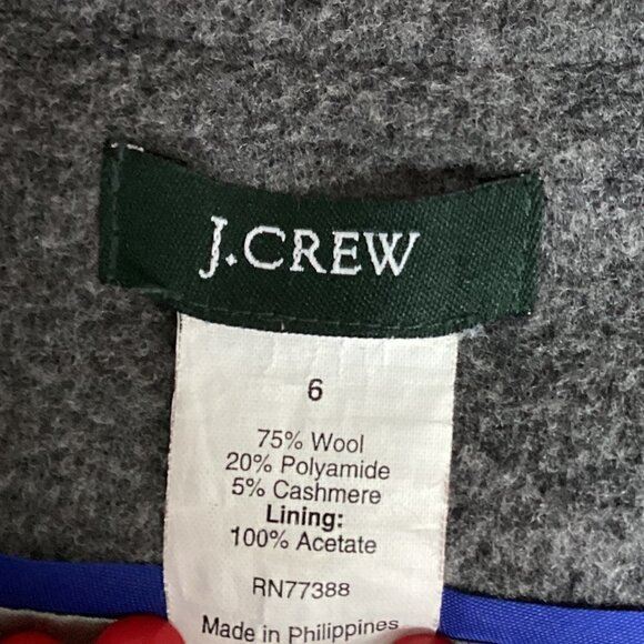 J‎ Crew Pippa Double Breasted Wool/Cashmere Cropped Sz 6 Gray Jacket 226H - Picture 8 of 9
